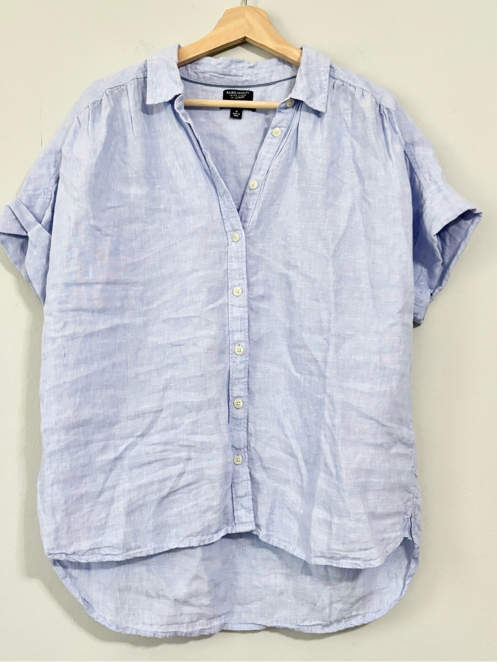 Baird McNutt Irish Linen x J.Crew 100% Linen Short Sleeve Button Up Top